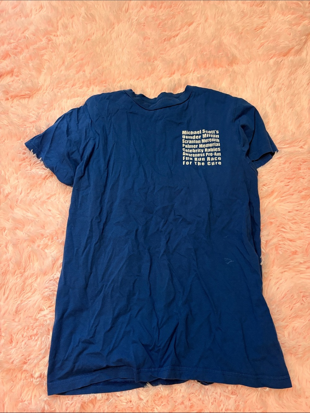 Women's Navy Short Sleeve Tee with White Chest Text